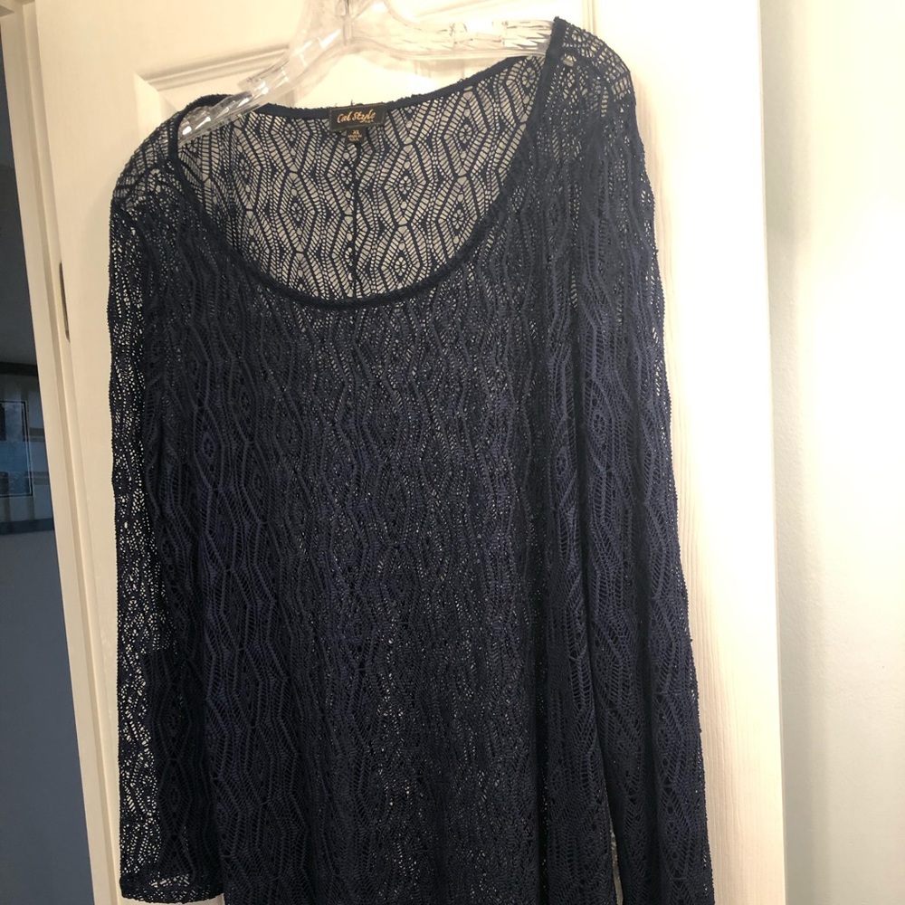 Sheer Navy elegant Cal Style USA top - Size XL